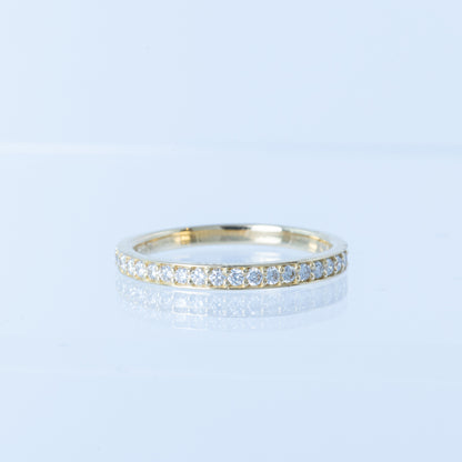 K18/Pt  「レール」ハーフエタニティリング（幅2.0mm）