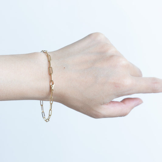 K18YG 「中空クリップチェーン」ブレスレット