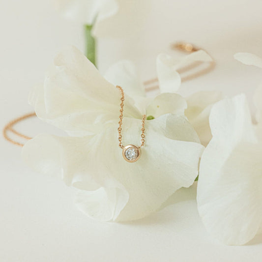 K18/Pt  0.15ct ベゼルネックレス