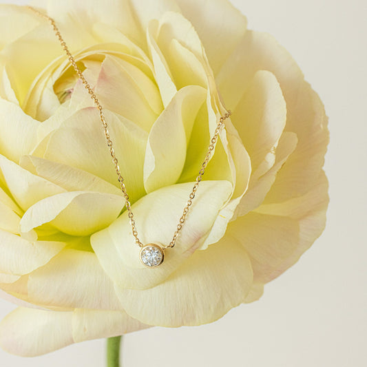 K18/Pt  0.3ct ベゼル ネックレス