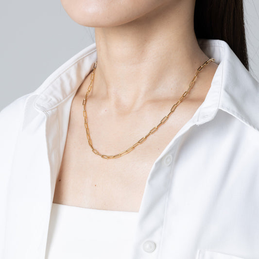 K18YG 「中空クリップチェーン」ネックレス