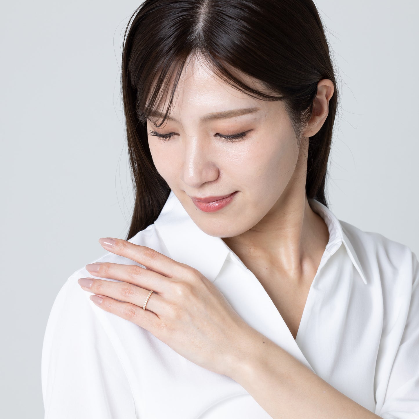 K18/Pt  ハーフエタニティリング S（幅1.7mm）