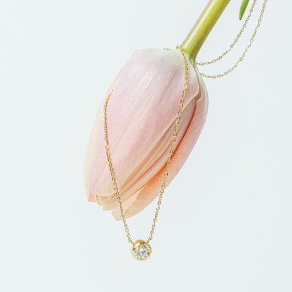 K18/Pt  0.5ct ベゼル ネックレス